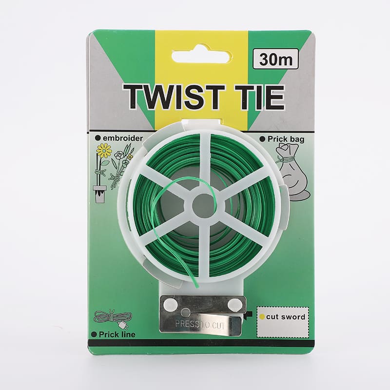 Green Garden Plant Wire Twist Tie with Trimmer/Cutter