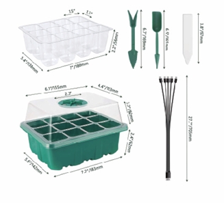 12 Cell Seed Starting Trays with Dome System Kit